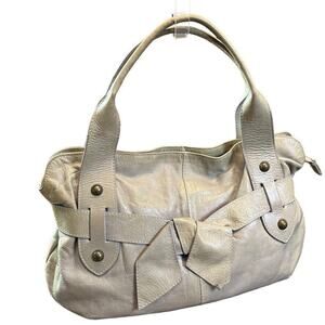 Roberta Gandolfi Womens Gray Handbag Purse Shoulder Bag Satchel Leather Bow